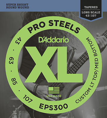 D'Addario Pro Steels 43-107 Lt top/Med bottom Tapered EPS300