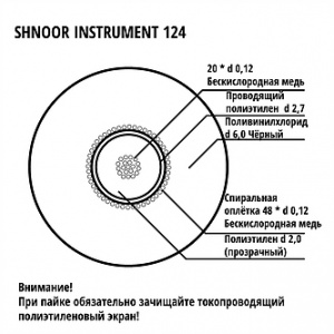 SHNOOR 124BLK Кабель инструментальный, 2,4мм, d6, 1м. Из бухты, 1 метр.