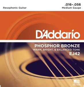 D'Addario Phosphor 16-56 Resophonic EJ42 