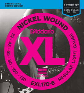 D'Addario Nickel Wound 32-130 Light EXL170-6 