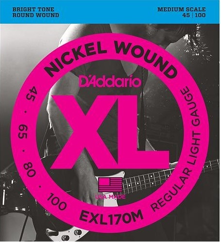 D'Addario Nickel Wound 45-100 Regular Light Medium Scale EXL170M 