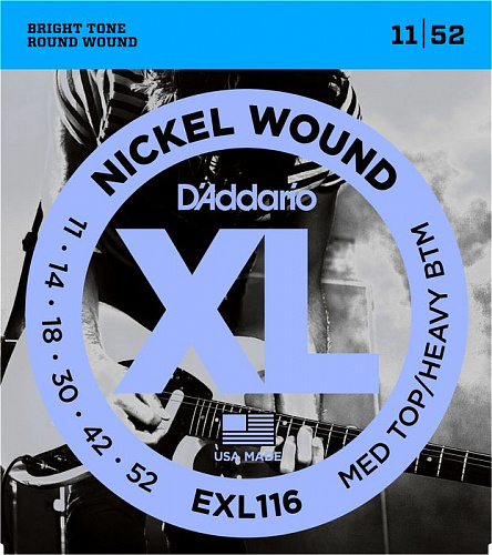 D'Addario Nickel Wound 11-52 Medium Top Heavy Bottom EXL116 