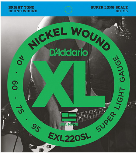 D'Addario Nickel Wound 40-95 Super Long Scale, Super Light EXL220SL