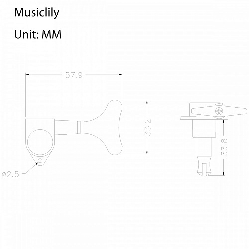 Musiclily M177-4 Колки для бас-гитары, 4л, хром