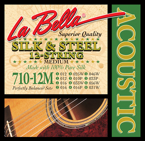 La Bella Silk & Steel 12-string 12-56 Medium 710-12M