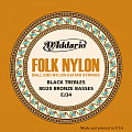 D'Addario Folk Nylon, Ball End, Black Nylon, Bronze EJ34 