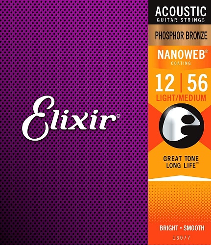 Elixir Nanoweb Phosphor 12-56 Light Medium 16077 