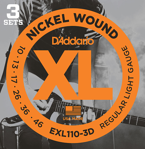 D'Addario Nickel Wound 10-46 Regular Ligh EXL110-3D (3 комплекта)