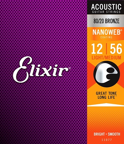 Elixir Nanoweb 80/20 Bronze 12-56 Light Medium 11077 