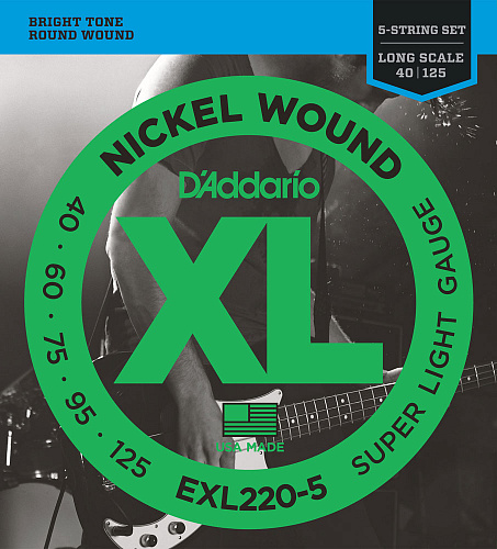 D'Addario Nickel Wound 40-125 Super Light EXL220-5 