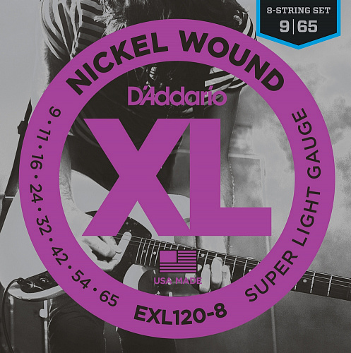 D'Addario Nickel Wound 09-65 Super Light EXL120-8 