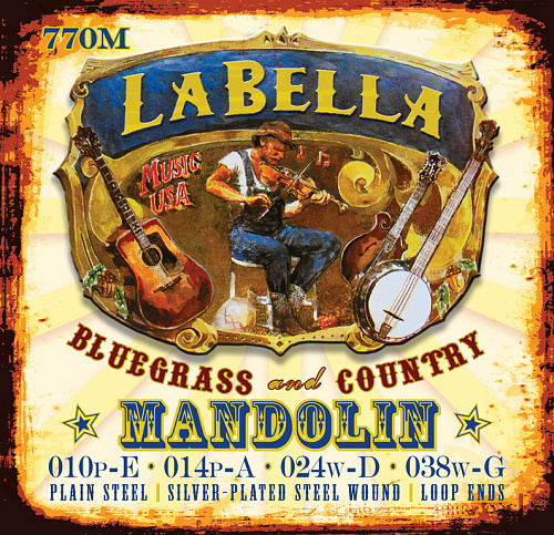 Струны для мандолины La Bella Mandolin 10-38 770M