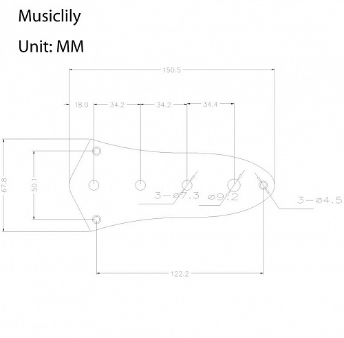 Musiclily M511 Темброблок с панелью для Jazz Bass, хром