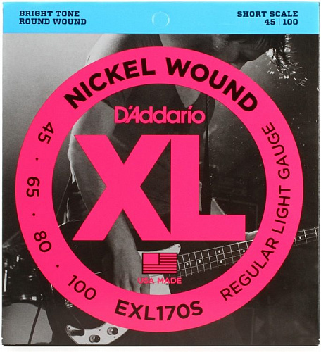 D'Addario Nickel Wound 45-100 Regular Light Short Scale  EXL170S 