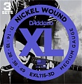 D'Addario Nickel Wound 11-49 Medium EXL115-3D (3 комплекта)