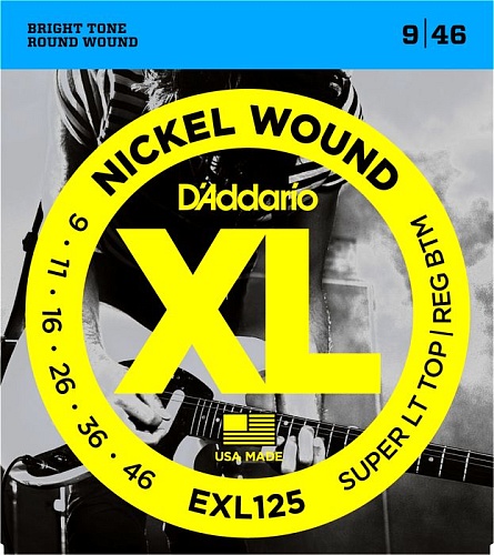 D'Addario Nickel Wound 09-46 SLt Top Reg Btm EXL125 