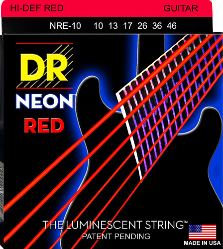 DR Hi-Def Neon Red K3 Coated 10-46 Medium NRE-10 