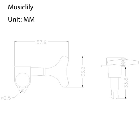 Musiclily M178-3M179-3 Колки для 4-струнной бас-гитары, 2+2, черные