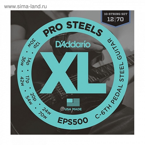 D'Addario Pro Steels 12-70 для 10-ти струнной слайд-гитары EPS500
