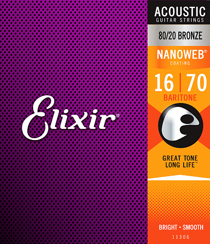 Elixir Nanoweb 80/20 Bronze 16-70 Baritone 11308 