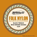 D'Addario Folk Nylon, Ball End, Black Nylon, Bronze EJ34 