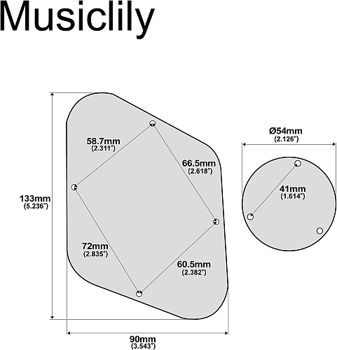 Musiclily MX0476 Задняя крышка темброблока для Gibson Les Paul, черная