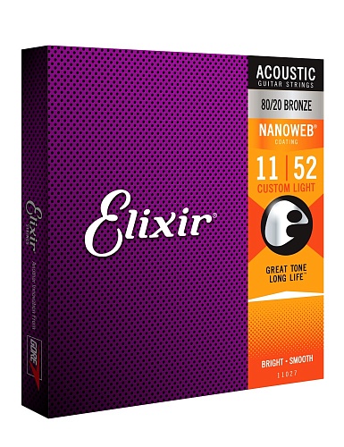 Elixir Nanoweb 80/20 Bronze 11-52 Custom Light 11027 