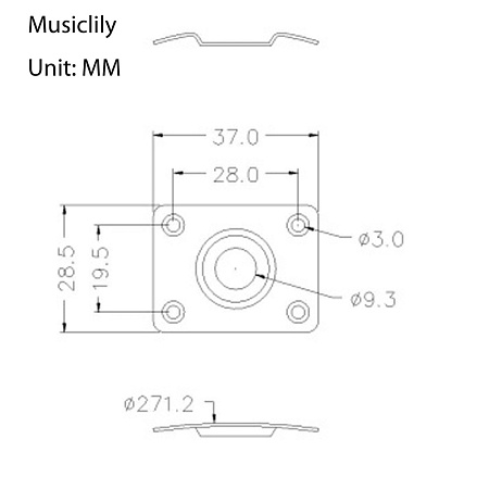 MusiclilyM198 Выходной разъем электрогитары с накладкой, Les Paul style, хром