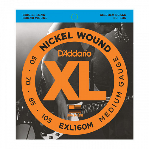 D'Addario Nickel Wound 50-105 Medium Scale EXL160M