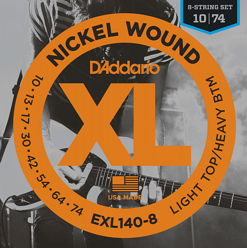 D'Addario Nickel Wound 10-74 Light Top Heavy/Bottom EXL140-8 