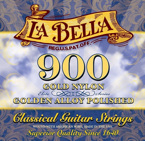 La Bella 900 Gold Nylon, Golden Alloy Polished