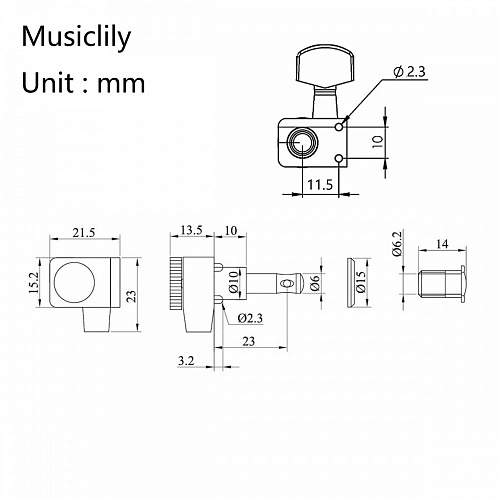 Musiclily MX1720CR Колки для гитары, 6л, локовые, хром