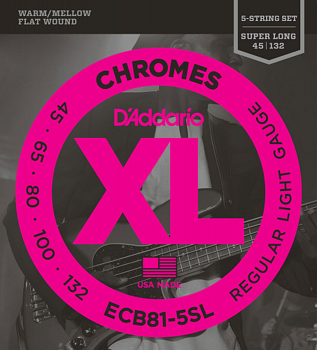 D'Addario Chromes 45-132 Regular Light Super Long ECB81-5SL 