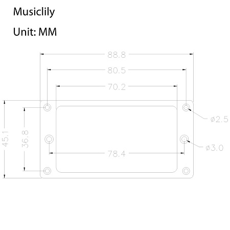 Musiclily MX0643 Рамка звукоснимателя, прямая, хром, 2 шт