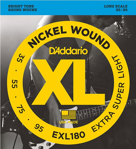 D'Addario Nickel Wound 35-95 Extra Super Light Exl180 