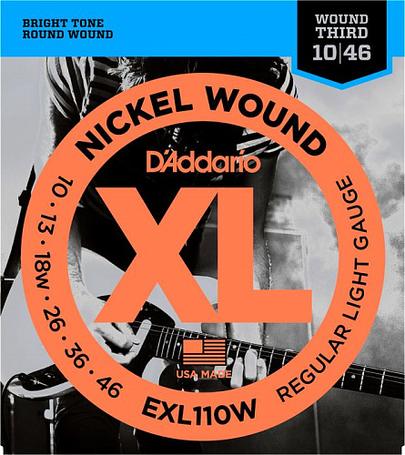 D'Addario Nickel Wound 10-46 Regular Light Wound 3rd  EXL110W 