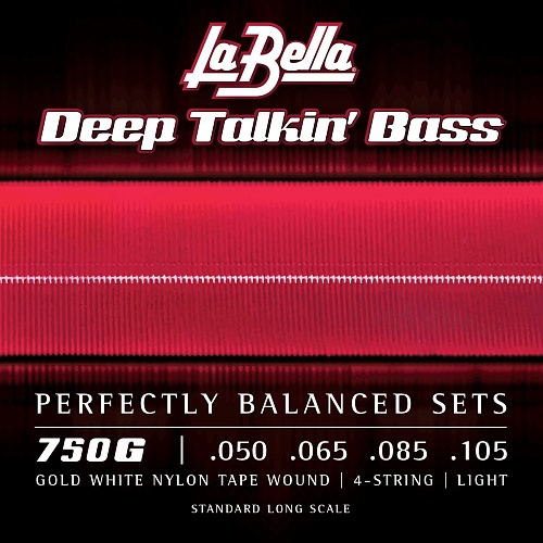 La Bella Deep Talkin' Bass Acoustic Gold White Nylon Tape Wound Bronze 80/20 50-105 750G