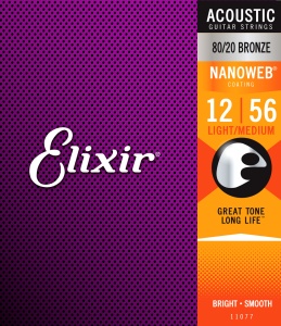 Elixir Nanoweb 80/20 Bronze 12-56 Light Medium 11077 