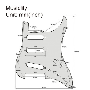 Musiclily MX0112 Защитная накладка электрогитары Fender Stratocaster, 3 слоя, черная