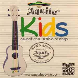 Струны для укулеле Aquila Kids универальные струны. В комплекте брошюра и стикеры 138U