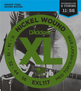D'Addario Nickel Wound 11-56 Medium Top Extra Heavy Bottom EXL117 