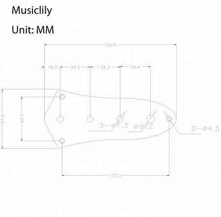 Musiclily M511 Темброблок с панелью для Jazz Bass, хром